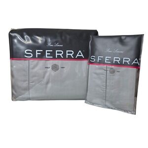 SFERRA Fiona 3200 Twin Duvet Cover with Standard Pillow Sham Gray Made in Italy